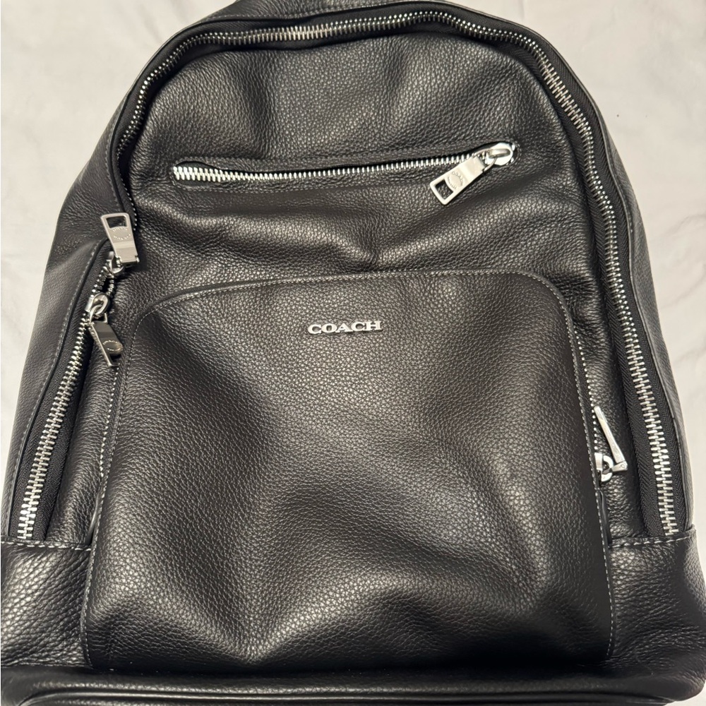 Coach Black Pebbled Leather Men's Backpack